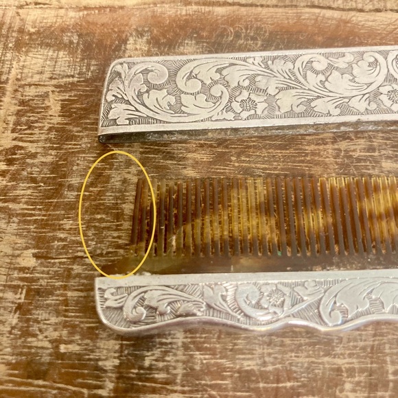 Antique Silver Plated Gold Engraved Comb Box Made in Denmark Flower Pattern - Picture 5 of 14